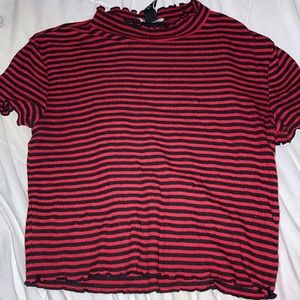 Forever 21 red and black striped rib knit top, high neck